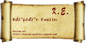 Káplár Evelin névjegykártya